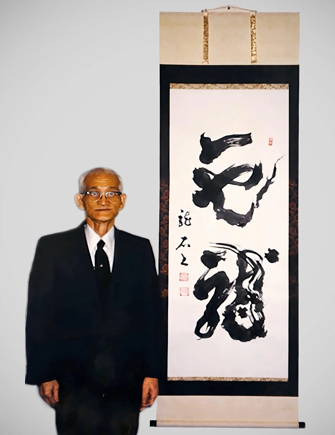 Ouchida Sensei beside his Dragon scroll